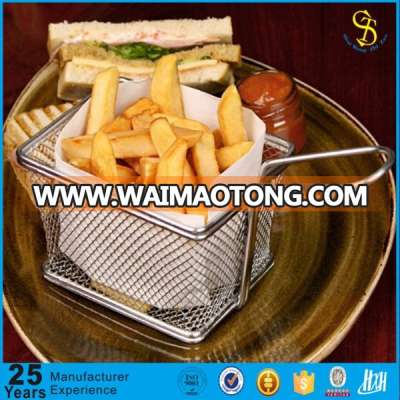 Eco-friendly stainless steel cooking french fries wire mesh deep filter serving mini fry basket