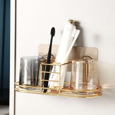 Guangzhou cheap price gold luxury tooth brush support holder dormitory ins style toothbrush holder