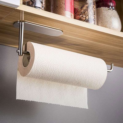 Sticky cabinet bottom expanded paper towel rack surface polished paper towel hanger for bathroom kitchen