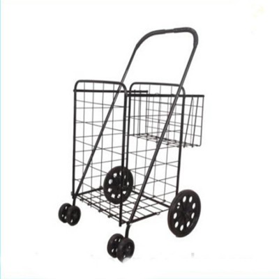 Guangzhou factory double baskets big wheel folding shopping cart