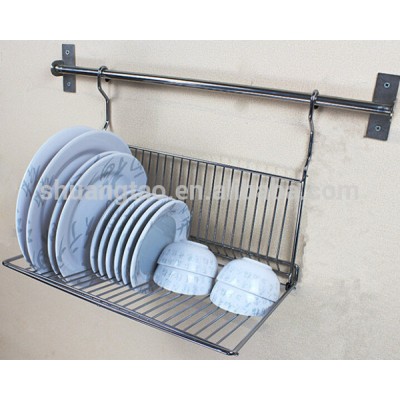 Guangzhou manufacturer ISO floding stainless steel kitchen dish drying rack, storage metal wire dish rack